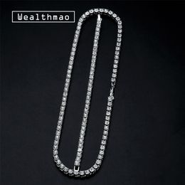 5mm Men's Hip Hop Bling Bling Iced Out Tennis Chains 1 Row Necklaces Bracelet Crystal Luxury Silver Gold Colour Men Chain Jewe324i