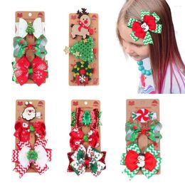 Hair Accessories Christmas Children's Bow Hairpin Cute Elk Little Girl Headwear Set Of Three Headbands For Girls