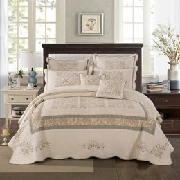 Bedding sets CHAUSUB Embroidered Cotton Quilt Set 3PCS Bedspread on Bed Coverlet Super King Size Summer Comforter Blanket for Bed 1P/5PC Set 231218