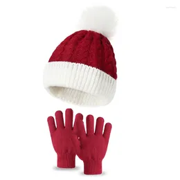 Hats Christmas Gift 2Pcs Children Gloves Hat Sets Baby Cap Boy Girl Soft Woolen Knitted Mittens Winter Kids Warm Accessories