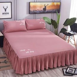 Bed Skirt Solid Home el Mattress Protector Bed Cover Bedsheet Bedspread Non-slip Mattress Cover Bedding 231214