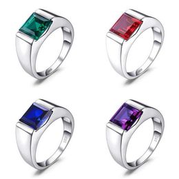 Choucong Brand New Solitaire Simple Fine Jewellery 925 Sterling Silver Princess Cut Party Sapphire CZ Diamond Women Men Wedding Band2712