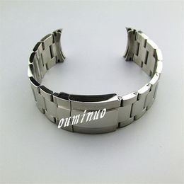 20mm NEW Pure Solid 316L Curved end Stainless steel Silver Polished Brushed Finished Watch Bands Bracelets for Rolex watch197S