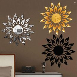 Wall Stickers 3D Sun Pattern Mirror Surface Sticker Removable Self-adhesive Decals Mural Art Home Decor
