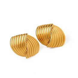 Stud Trendy Exquisite Stainless Stee Gold Plated Geometric Staggered Metallic Earrings for Women Girl Fashion Jewellery Party Fine Gift 231218