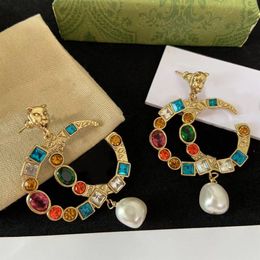 New style Dangle earrings fashion luxury brand designer gemstones pearl letters wedding party valentines day christmas gift excell302U