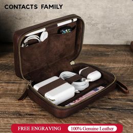 Earphones Genuine Leather Portable Usb Data Cable Storage Bag Earphone Case Electronic Accessories Gadgets Digital Organiser Box Pouch