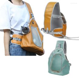 Cat Carriers Pets Sling Carrier PU Bag Breathable Chest Backpack Outdoor Walking Puppy Dog Shoulder For Small