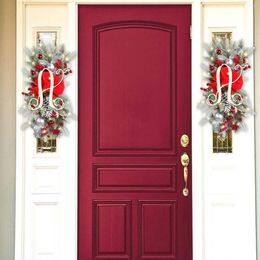 Decorative Flowers Red 26 Alphabet Glowing Christmas Stair Wreath The Cordless Prelit Stairway Wreaths For Front Door Wall Window