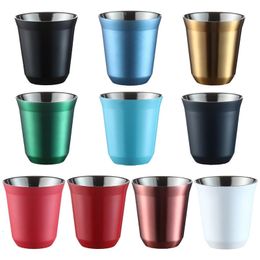 Mugs 80ml/160ml 304 Stainless Steel Coffee Cup Double Wall Cup Insulated Capsule Cup Milk Mug for Home Shop Drinkware Espresso Cups 231218