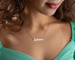 Sipuris Custom Name Necklace Personalised Golden Choker Stainless Steel Necklaces For Women Man Customised Jewellery Couple Gift necklace letter