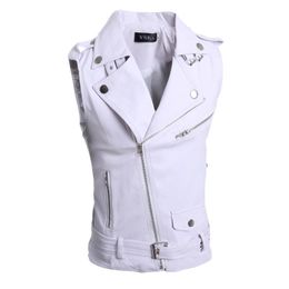 Men's Vests Winter Leather Vest Coat Korean Fashion Street Designer Motorcycle Sleeveless Polo 231218