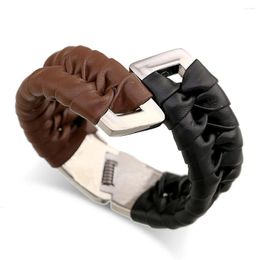 Bangle HAHA&TOTO Especial Alloy And Leather Knitted Fashion Bangles For Women Street Show Punk Style Jewelry 3 Color