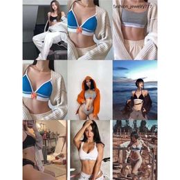 designer underwear sports set original label jenny same style underwear women's sports tank top no steel Ring gathering pure cotton thin chest cushion set underwear