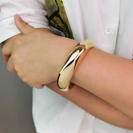 Bangle MANILAI Alloy Statement Cuff Bracelet Bangle For Women Chunky Big Bracelets Gold Color Manchette Fashion Jewelry Accessories 231218