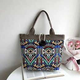 Bel çantaları moda tuval çantası etnik tarzı büyük basit kapasiteli tote kadın öğrenci çanta 2024 varış