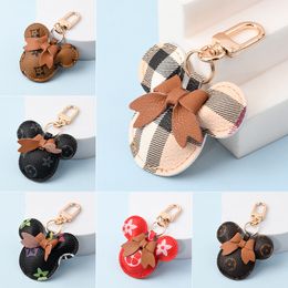 Mouse Design Car Keychain Favor Flower Bag Pendant Charm Jewelry Keyring Holder for Men Gift Fashion PU Leather Animal Key Chain Accessories 9colors