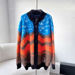 Womens Designer Cardigan Sweater Women Jacket Contrast Colour Wave Stripe Design Fashionable Knitted Top Mohair Warm Cardigan Jackets Autumn Sweaters