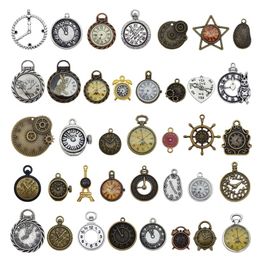 30pcs Random Mixed Clock Watch Face Components Charms Alloy Necklace Pendant Finding Jewellery Making Steampunk DIY Accessory316T