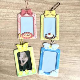 Frames INS Cute 3 Inch Pocard Holder Korean Bowknot Postcards Po Frame Kpop Idol Protector Bag Pendant Stationery