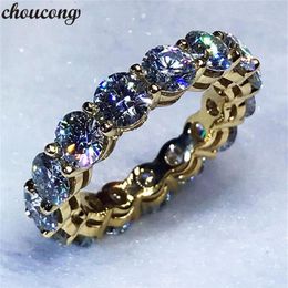choucong 3 colors infinity ring Yellow Gold Filled 925 silver Engagement Wedding Band Rings For Women 4MM Diamond Jewelry306d