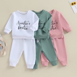 Rompers Citgeett Autumn Kids Baby Girls Fall Outfits Long Sleeve Letter Sweatshirt Pants Set Warm Spring Clothes 231218