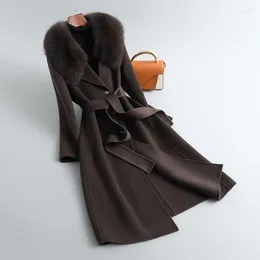 Casual Dresses Double Sided Woolen Coat 2023 Korean Version Fur Collar Long Slim Fit Wool For Women