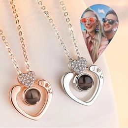 Necklaces Custom Projection Photo Necklace with Heart Custom Mom Photo Necklace Personalized Memorial Anniversary Valentine's Day Gift
