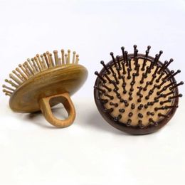 Hair Brushes Hair Comb Sandalwood Meridian Massage Brush No Handle Design Round Wood Anti-Static Protect Scalp Hair Styling Tool 231218