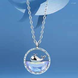 Pendant Necklaces Ins Women Geometric Alloy With Zirconia Whale Collarbone Necklace Aesthetic