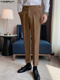 Pants Stylish Hot Sale Men's Long Pants High Waist Business Pantalons INCERUN Casual Party Male Solid Allmatch Skinny Trousers S5XL