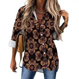 Women's Blouses Baroque Print Art Casual Blouse Retro Floral Office Design Women Long Sleeve Street Style Shirt Spring Oversize Tops