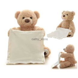 Plush Dolls Cute Bear Hide Play Seek Toy Stuffed Animal Talking Music Shy Bear Electric Musical Peekaboo Bears 33cm Birthday Christmas GiftL231218