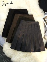 Skirts Syiwidii High Waist Wool For Women Autumn Winter 2023 Fashion Casual Black Pleated Skirt Vintage Chic A Line