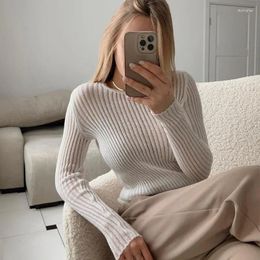 Women's Sweaters Women Wool T-Shirt Solid O-Neck Long Seeve Tees Hollow Out Harajuku Streetwear Tops Kintwear Korean Slim Sexy Clothes