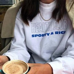 Sweatshirts Women's Hoodies Sport Make You Health And Rich Vintage Style Women White Sweatshirts Long Sleeve Loose Cotton Thick Autumn Tops Ca