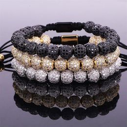 Luxury Men Jewelry Bracelet CZ Micro Pave Ball Beads Woven Custom For Women Gift Valentine's Day Holiday Christmas304z