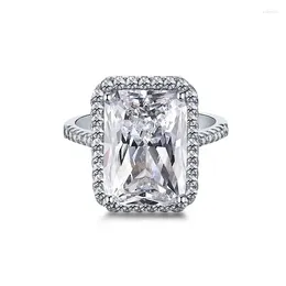 Cluster Rings Light Luxury Classic 925 Sterling Silver Square Moissanite Ring As A Jewellery Gift For Women's Engagement Party