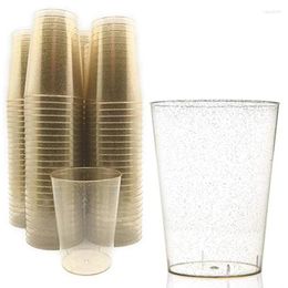 Disposable Cups Straws Gold Powder Plastic Cup Making Ice Cream Wedding Party