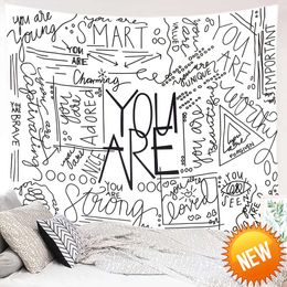 1pc White Inspirational Positive Sayings Tapestry Tapestry Wall Hanging Wall Decoration Home Decor For Living Room BedroomHome Decoration