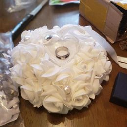Party Decoration Heart Shaped Flowers Wedding Ring Case Marriage Proposals Romantic Bride Jewellery Rings Bearer Cushion Holder Supply