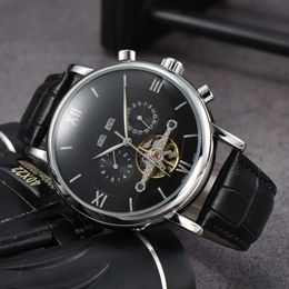 Top classic designer watches PP Commercial men's hollow Tourbillon automatic machinery casual belt watchFashion Wristband Montre De Luxe Bracele Gift