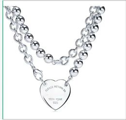 Silver Necklace Chain Chain Men Jewelry Heart Cuore Pandant Set Angh Fashion Jewlery Designer Gold Chain Coppia Womens Couple 18K Bracciale Fare Set all'ingrosso