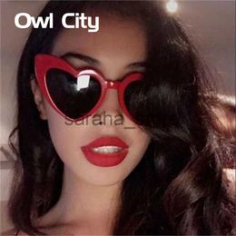 Sunglasses Owl City Heart Sunglasses Women Vintage Red Hearts Shaped Sunglass Ladies Retro Brand Designer Eyewear 90s for Female Shades J231218