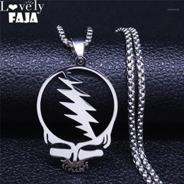 Pendant Necklaces Skull Stainless Steel Chain Necklace For Men Women Silver Colour Jewellery Cadenas Mujer N4206S031200H