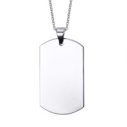 High Polished Stainless Steel Silver Dog Tag Pendant Husband Wife Friendship Gift Personalised Military Necklace223b