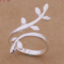 Selling Women's Jewellery Adjustable Ring 925 Sterling Silver Plated Charming Leaf Shaped silver Ring 10182503