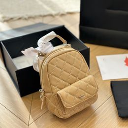 Mini Backpack 18cm Caviar Bag Fashion Womens Shoulder Bag Leather Diamond Plaid Gold Hardware Metal Buckle Luxury Handbag Makeup Bag Fashion Bags Purse Sacoche