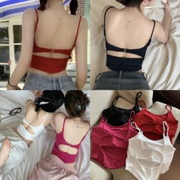 Camisoles & Tanks Girl Bare Back Wrapped Chest Tube Top Outer Wear Beauty Sexy Breathable Integrated Fixed Cup Pure Desire Wind Camisole