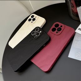 Fold Texture Protective Phone Cases For iPhone 15 14 11 13 12 11 Pro Max Back Soft Cover Phone Case black White Wine Red 100pcs